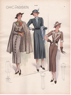 vintage fashion prints art deco chic parisien 1936